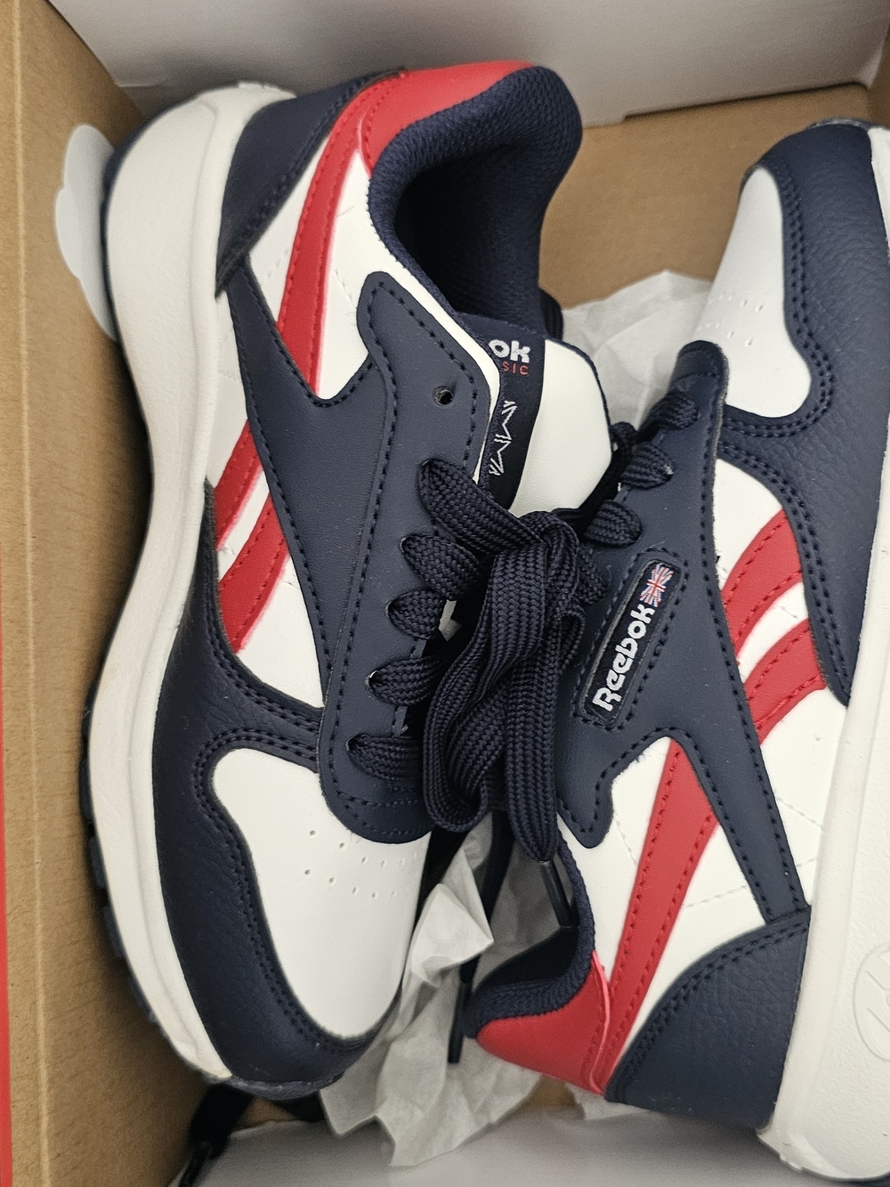 Reebok Navy White Red Low-Top Sneakers